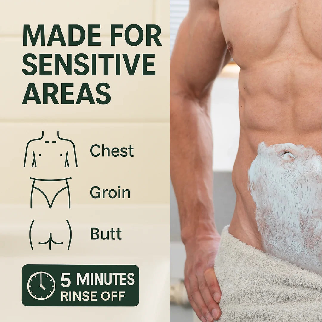 BBOJI™ 5-Minute Men’s Hair Removal Cream – Razor-Free Smooth Skin for Body & Intimate Areas