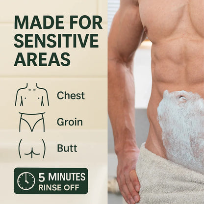 BBOJI™ 5-Minute Men’s Hair Removal Cream – Razor-Free Smooth Skin for Body & Intimate Areas